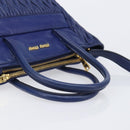 Miu Miu Matelasse Hand Bag Leather 2way Blue Gold Tone Auth BA15493V-7
