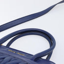 Miu Miu Matelasse Hand Bag Leather 2way Blue Gold Tone Auth BA15493V-14