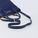 Miu Miu Matelasse Hand Bag Leather 2way Blue Gold Tone Auth BA15493V-8