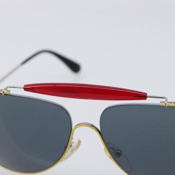 PRADA Sunglasses Metal Yellow Red Auth BA15496