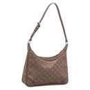 LOUIS VUITTON Monogram Satin Little Boulogne Hand Bag Beige M92143 Auth BA15499A-1