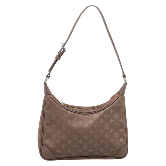 LOUIS VUITTON Monogram Satin Little Boulogne Hand Bag Beige M92143 Auth BA15499A