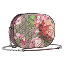 GUCCI GG Blooms Chain Shoulder Bag PVC Leather Beige Silver 409535 Auth BA15501V-1