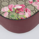 GUCCI GG Blooms Chain Shoulder Bag PVC Leather Beige Silver 409535 Auth BA15501V-16