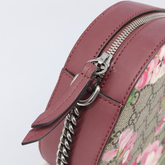 GUCCI GG Blooms Chain Shoulder Bag PVC Leather Beige Silver 409535 Auth BA15501V