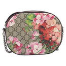 GUCCI GG Blooms Chain Shoulder Bag PVC Leather Beige Silver 409535 Auth BA15501V-13