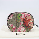 GUCCI GG Blooms Chain Shoulder Bag PVC Leather Beige Silver 409535 Auth BA15501V-12