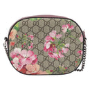 GUCCI GG Blooms Chain Shoulder Bag PVC Leather Beige Silver 409535 Auth BA15501V-2