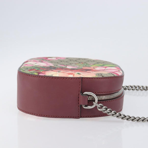 GUCCI GG Blooms Chain Shoulder Bag PVC Leather Beige Silver 409535 Auth BA15501V