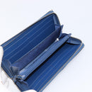 GUCCI GG emboss Long Wallet Leather Blue Silver 625558 Auth BA15502-15