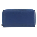 GUCCI GG emboss Long Wallet Leather Blue Silver 625558 Auth BA15502-2