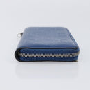 GUCCI GG emboss Long Wallet Leather Blue Silver 625558 Auth BA15502-4