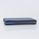 GUCCI GG emboss Long Wallet Leather Blue Silver 625558 Auth BA15502-6