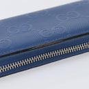 GUCCI GG emboss Long Wallet Leather Blue Silver 625558 Auth BA15502-7