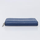 GUCCI GG emboss Long Wallet Leather Blue Silver 625558 Auth BA15502-8