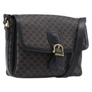 CELINE Macadam Shoulder Bag PVC Leather Black Gold Tone Auth BA15505-1