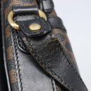CELINE Macadam Shoulder Bag PVC Leather Black Gold Tone Auth BA15505-12