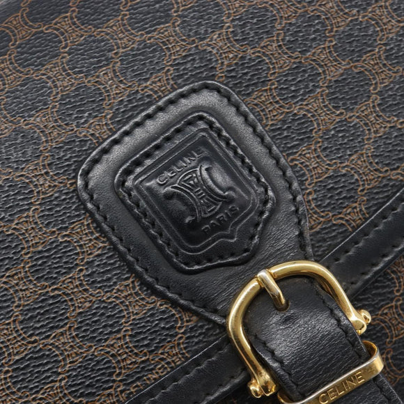 CELINE Macadam Shoulder Bag PVC Leather Black Gold Tone Auth BA15505