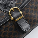 CELINE Macadam Shoulder Bag PVC Leather Black Gold Tone Auth BA15505-19