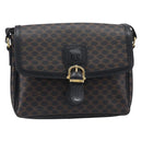 CELINE Macadam Shoulder Bag PVC Leather Black Gold Tone Auth BA15505-2