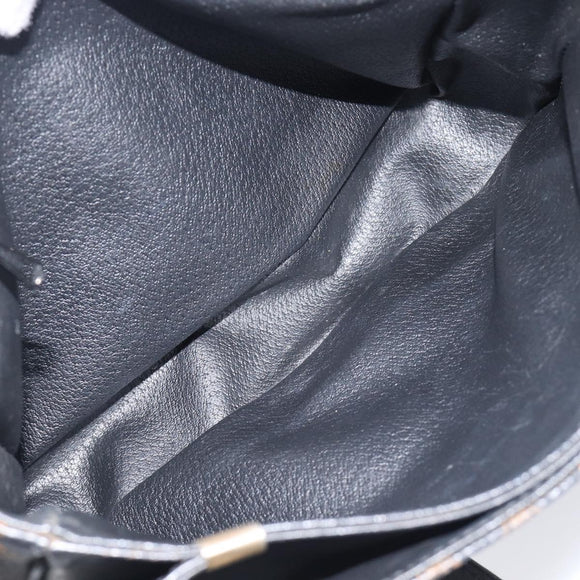 CELINE Macadam Shoulder Bag PVC Leather Black Gold Tone Auth BA15505