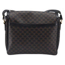 CELINE Macadam Shoulder Bag PVC Leather Black Gold Tone Auth BA15505-3