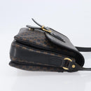 CELINE Macadam Shoulder Bag PVC Leather Black Gold Tone Auth BA15505-4