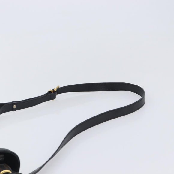 CELINE Macadam Shoulder Bag PVC Leather Black Gold Tone Auth BA15505