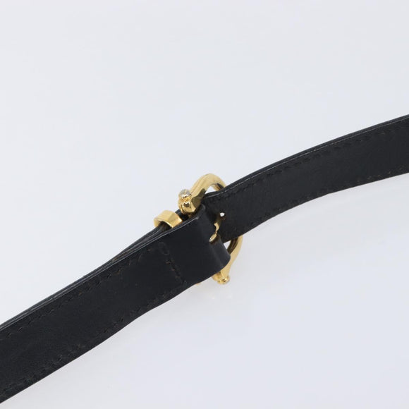 CELINE Macadam Shoulder Bag PVC Leather Black Gold Tone Auth BA15505