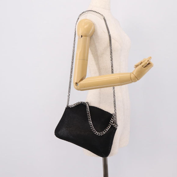 Stella MacCartney Falabella Hand Bag Suede 2way Black Silver Auth BA15506A