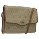 Christian Dior Honeycomb Canvas Shoulder Bag PVC Leather Beige Gold Auth BA1551-1