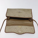 Christian Dior Honeycomb Canvas Shoulder Bag PVC Leather Beige Gold Auth BA1551-11