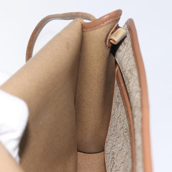 Christian Dior Honeycomb Canvas Shoulder Bag PVC Leather Beige Gold Auth BA1551