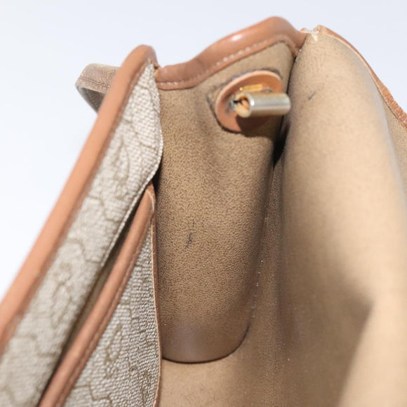 Christian Dior Honeycomb Canvas Shoulder Bag PVC Leather Beige Gold Auth BA1551