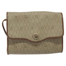 Christian Dior Honeycomb Canvas Shoulder Bag PVC Leather Beige Gold Auth BA1551-13