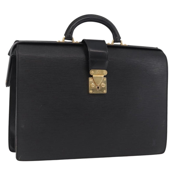 LOUIS VUITTON Epi Serviette Fermoir Business Bag Black M54352 LV Auth BA15512