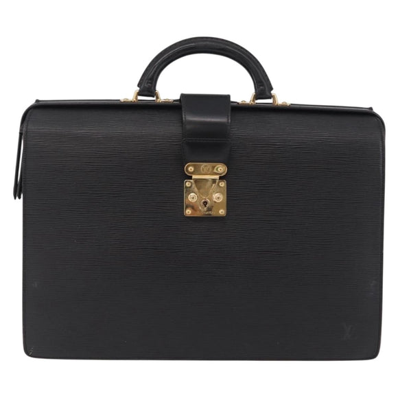 LOUIS VUITTON Epi Serviette Fermoir Business Bag Black M54352 LV Auth BA15512