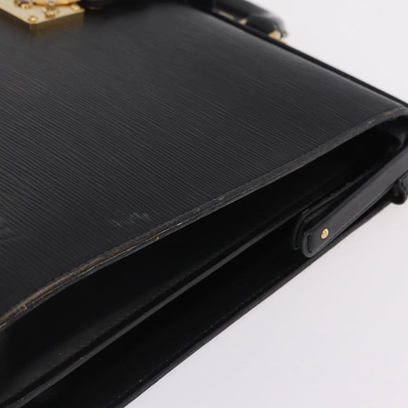 LOUIS VUITTON Epi Serviette Fermoir Business Bag Black M54352 LV Auth BA15512