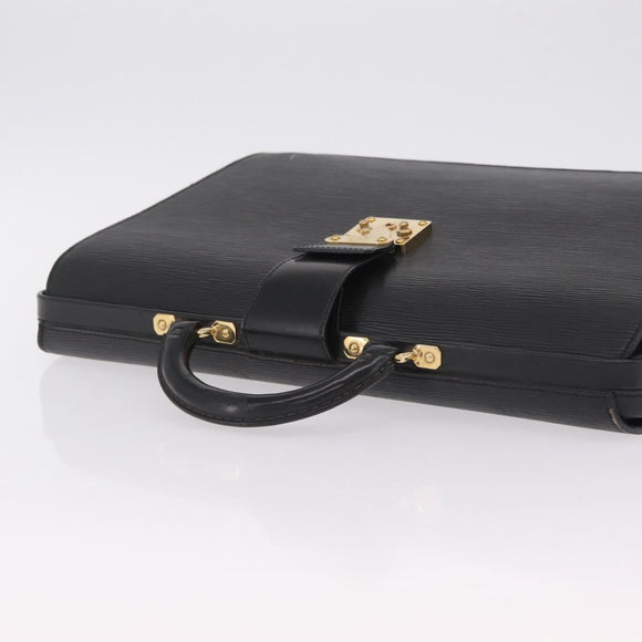 LOUIS VUITTON Epi Serviette Fermoir Business Bag Black M54352 LV Auth BA15512
