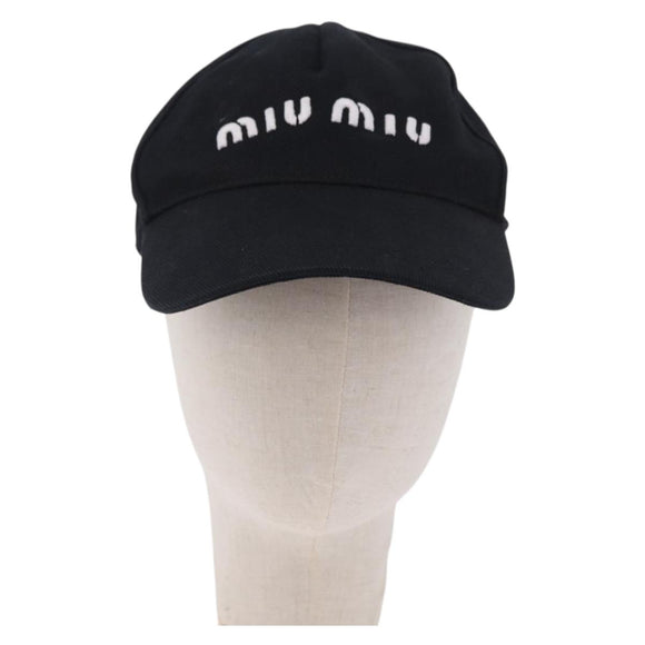 Miu Miu Cap Cotton Black White Auth BA15517