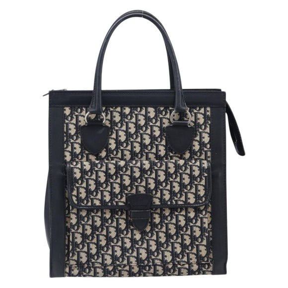 Christian Dior Trotter Canvas Tote Bag Navy Silver Auth BA15519A