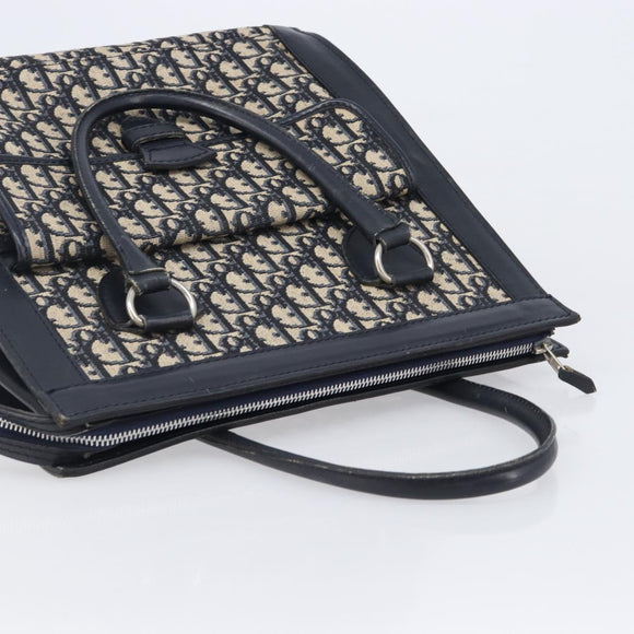 Christian Dior Trotter Canvas Tote Bag Navy Silver Auth BA15519A