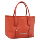 Salvatore Ferragamo Hand Bag Leather Orange Silver Auth BA15525A-1