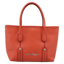 Salvatore Ferragamo Hand Bag Leather Orange Silver Auth BA15525A-2