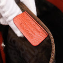 Salvatore Ferragamo Hand Bag Leather Orange Silver Auth BA15525A-21