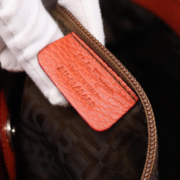 Salvatore Ferragamo Hand Bag Leather Orange Silver Auth BA15525A
