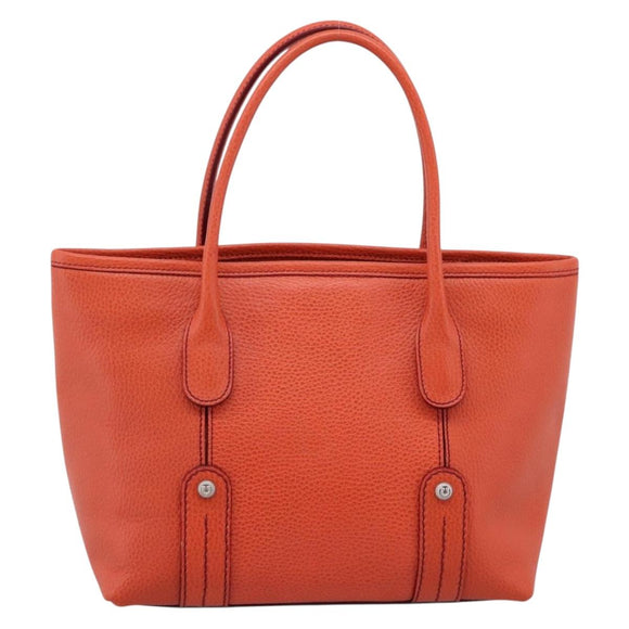 Salvatore Ferragamo Hand Bag Leather Orange Silver Auth BA15525A