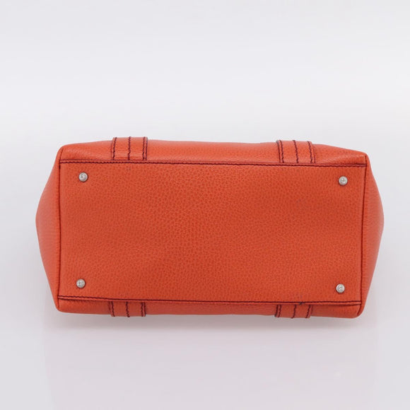 Salvatore Ferragamo Hand Bag Leather Orange Silver Auth BA15525A