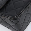 CHANEL Matelasse Chain Shoulder Bag Lamb Skin Black Gold Tone CC Auth BA15526SAV-18