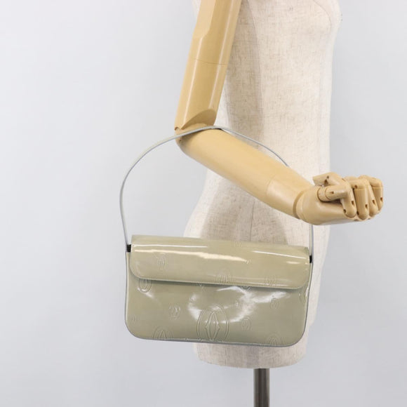 CARTIER Happy Birthday Line Hand Bag Patent Green Auth BA15527A